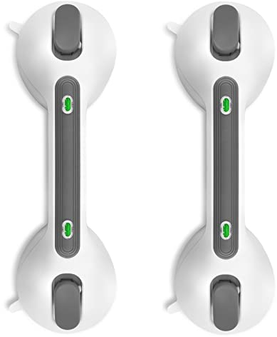 Newthinking Suction Grab Rails for Bathroom, Portable Suction Bathtub Handles with Indicator, Suction Safety Shower Grab Handles Mobility Aids for Elderly Disabled (2, Dark Gray)