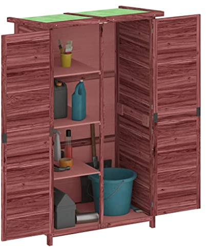 Festnight Gartenhaus Klein Holz Geräteschuppen Holz Gartenschrank Für Den Außenbereich,Gerätehäuser,Terrassenschrank Holz Outdoorschrank Wetterfest Mokka 83x57x140 cm Massivholz Kiefer