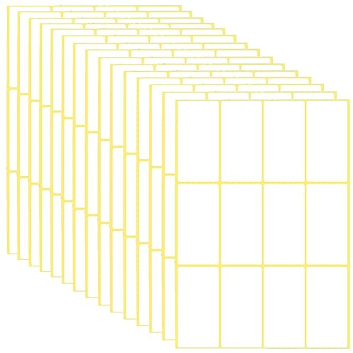 SamHeng 15 Feuilles Rectangulaire Étiquettes Autocollantes, 180 Pièces 32x64mm Blanc Adhésives Étiquettes, Étiquettes de Distinction Imprimables pour Bouteille Pot Dossiers École Bureau Cuisine
