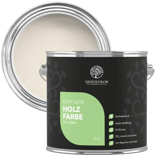 Lignocolor Holzfarbe Außen matt | wetterfeste Farbe für den Außenbereich (Cream matt, 2,5L) | hochdeckend & hochbeständig