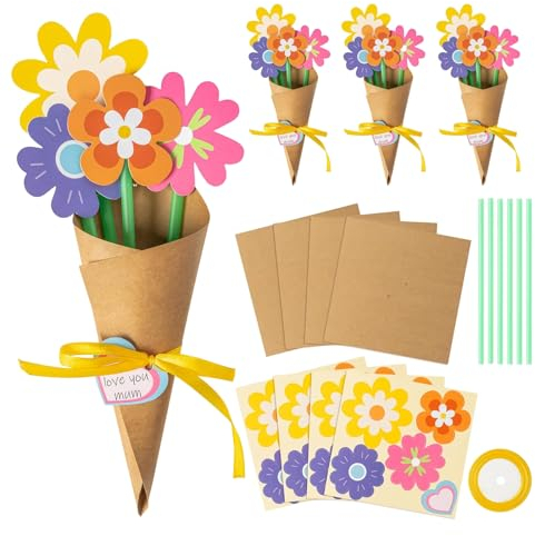 Yfenglhiry Blumensträuß-Bastelsets, zum Selbermachen von Blumensträußen, Lehrer-Wertschätzung, DIY, Basteln, Muttertagsgeschenk für Mutter, Kinder, Blumensträuße