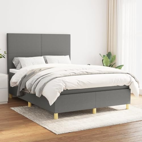 CKioict Palettenbett Modernes Bettgestell Jugendbett Boxspringbett mit Matratze Dunkelgrau 140x200 cm StoffGeeignet für Arbeitszimmer, Wohnzimmer, Hotel