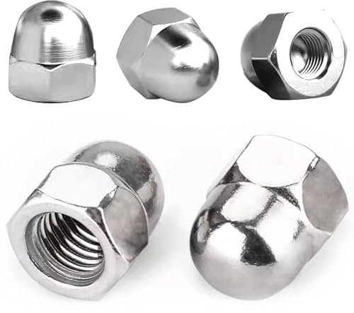 NIEEKRUN 60 Pièces Écrou Borgne en Acier Inoxydable M6, Rostfrei Sechskant Kappenmuttern Hutmutter, Kit D'assortiment de Capuchons Hexagonaux, pour Meubles, Vélos, Travail du Bois, Sidérurgie (Argent)