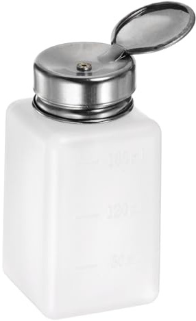 QUARKZMAN Alkohollösningsmedelsdistributörer 180 ml (6 oz) tryckvätska, lock i rostfritt stål för aceton, rengöringsmedel, nagellack, vit