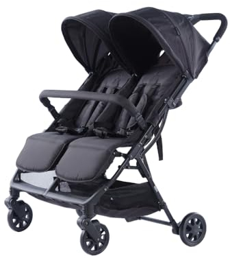 Novi Baby® Foss Go Duo, Zwillingsbuggy von Geburt an bis 15 kg (ca. 3 Jahre), extra großer Korb, leicht und klein faltbar, 5-Punkt-Sicherheitsgurt