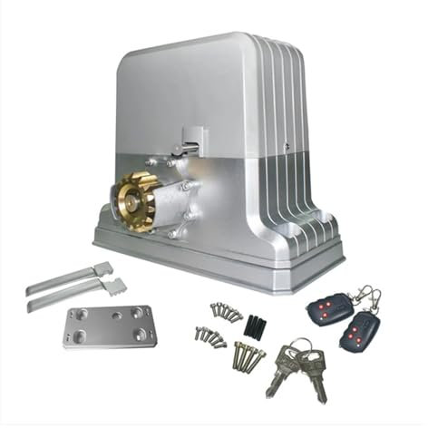 Abridor automático de puertas, Operador de puerta corredera AC110/220, peso de puerta móvil 1800KG, abridor de puerta domótica con fotocélula for evitar pellizcos para familias numerosas, comunidades