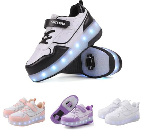 Dasongff - Zapatillas luminosas con ruedas para niños y niñas, zapatillas deportivas de running luminosas, LED, basquet, antideslizantes, zapatillas de running atléticas cómodas