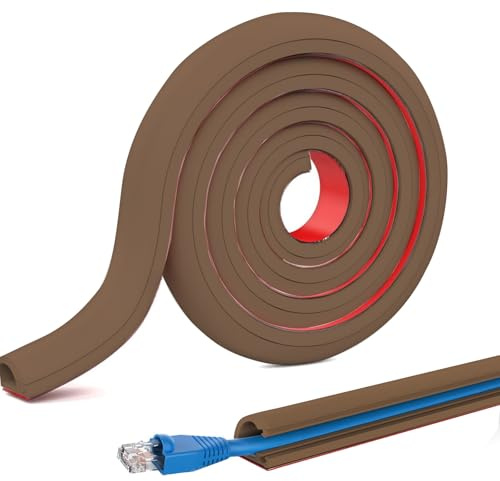 Flexibler Kabelkanal für Boden - Frei Abnehmbare Kabelbrücke, 5mx15mm Schlauchbrücke, Kabelabdeckung und Kabelschutz für Haus, Hotel, Büro, Lager (Braun)