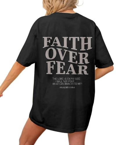 Tarotong Oversize Shirt Damen Kurzarm Longshirt Oberteile Sommer Rückendruck Lässig Blusen Tuniken mit Buchstaben Muster C-Slogan L