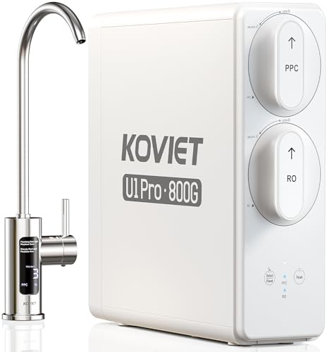 KOVIET U1 Pro Reverse Osmosis System, 800GPD Tankless Reverse Osmosis Water Filter, 10-Stage Under Sink RO Water Filtration System, NSF/ANSI 42&58 Certified with Smart LED Faucet, 3:1 Pure to Drain