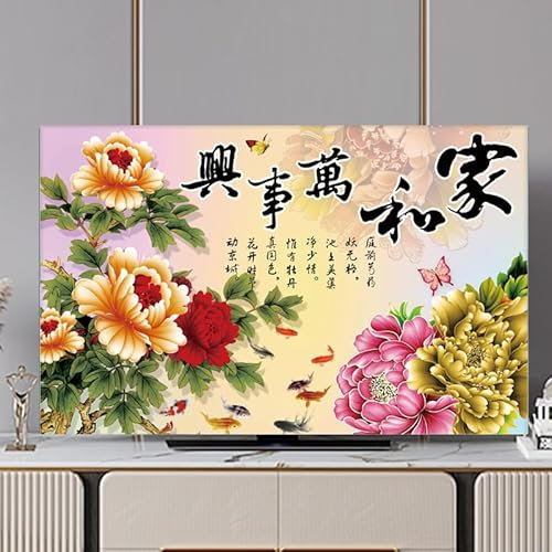 JANEMUA TV Protector Cover,Flower Pattern TV Computer Screen Protector,TV Decorative Cover,The TV Cover Is Universal for Desktop/Curved Surfaces.-3||80inch