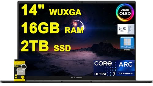ASUS Zenbook 14 OLED Copolit AI PC Laptop 14 pollici WUXGA Lumina OLED Touch 500nits Intel 16-core Ultra 7 155H 16GB RAM 2TB SSD Retroilluminato Thunderbolt Harman/kardon Win11Pro w/ICP Accessorio