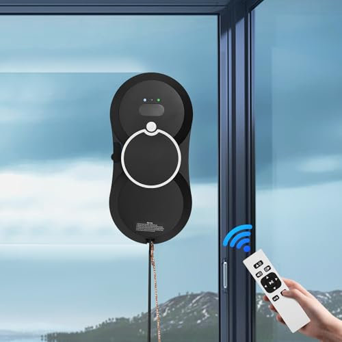 Robot di pulizia per finestre, aspirazione 2800Pa, pulitore intelligente per finestre con corda di sicurezza, telecomando e 10 tamponi di pulizia, macchina per la pulizia delle finestre con meccanismo