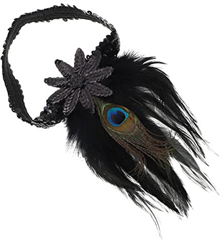 WACEH Hairband Pfauen-Pailletten-Stirnband, Pfauen-Haarband, brüllender 20er-Jahre-Kopfschmuck, Kostüm, Party-Kopfbedeckung, Requisite, Flapper-Stirnband, Flapper-Kopfschmuck, Flapper-Kostüm, Mosaik,