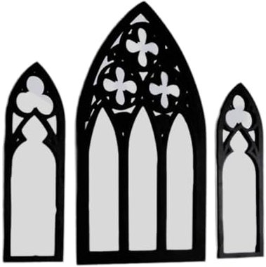 Vintage Styles Holzrahmen, gewölbt, Kathedrale, Fenster, Wand, verspiegelt, 3-teiliges Set, Wandbehang, Dekorationen für klassische Inneneinrichtung