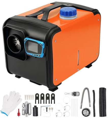 Calentador de aire diésel de 2KW y 12V, todo en uno, calefacción de estacionamiento de un solo orificio con pantalla LCD, control remoto, temperatura constante, temporización, calentador de automóv