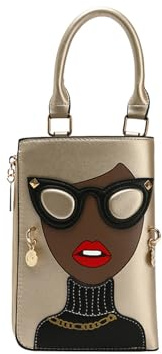 CORIOS Neuartiges 3D-Damengesicht Umhängetasche Damen Elegant Schultertasche PU Leder Handtasche Klein Henkeltasche Tragetasche Retro Tote Beutel Geldbörse Brieftasche Portemonnaie Geldbeutel