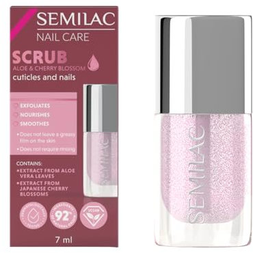 Semilac Peeling für Nagelhaut & Nägel – Aloe & Kirschblüte, ohne Abwaschen, vegan, 92 % natürlich, 7 ml