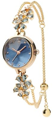 SURVAN WatchDesigner Women's Bracelet Watch Women Luxury Dress Bracelets Wrist Watches Japanese Quartz Ladies Stainless Steel Watch, Waterproof Brass Strap Watches for Women (Ice Blue)
