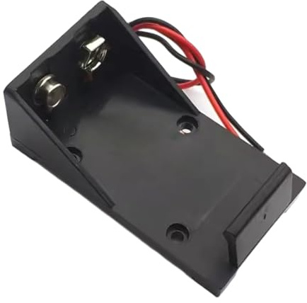pumpumlia Lot de 2 boîtes de rangement pour piles 9 V sans couvercle/bouton de commutation 9 V avec câble pour appareils électroniques Noir