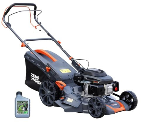 ZEUS FORCE Tosaerba termico 196 cm³ autotrafitto a benzina – Funzione Mulching, larghezza di taglio 51 cm – Vassoio 70L – Altezza di taglio 6 posizioni