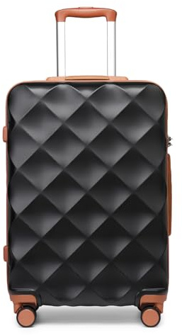 British Traveller Mittelgroßer Koffer 64x43x26.5 cm Leichter Reisekoffer aus ABS+PC mit TSA-Schloss, 4 Rollen Koffer Trolley