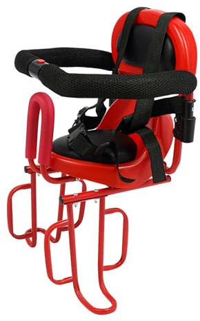 Seggiolino per bicicletta posteriore per bambini e bambine 6 mesi – 6 anni, con cintura di sicurezza, mancorrenti di protezione a forma di U e poggiapiedi, robusto telaio in acciaio, comodo sedile