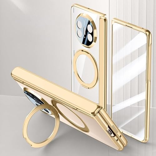 Stand Case Compatible with Huawei Mate X5 5G Case Clear with Kickstand,Clear Protective Cover with Adjustable Stand & Ring Holder,Anti-Yellowing Design(Golden)