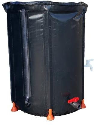 Zusammenklappbares Regenfass-Set mit Zapfhahn und Filter – Tragbarer Wasserspeicherbehälter for Garten, Gewächshaus – Einfacher Anschluss an das Dachrinnen-Fallrohr – Schwarz​(1000L)