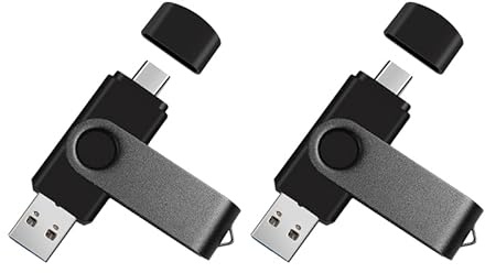 2-Pack 16GB Clé USB Double 2.0 - USB-C et USB-A - Clé 2-en-1 pour PC, téléphones Type C, Mémoire Externe pour Photos/vidéos