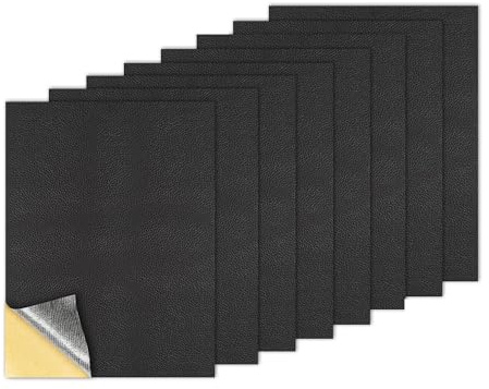 Hotcho 8 Pcs Self-Adhesive Leather Repair Patch Kit | 20 x 30 cm Black Faux Leather Vinyl Repair Tape | for Sofa, Car Seats, Bags, Jackets, Furniture | Waterproof & Strong Adhesive