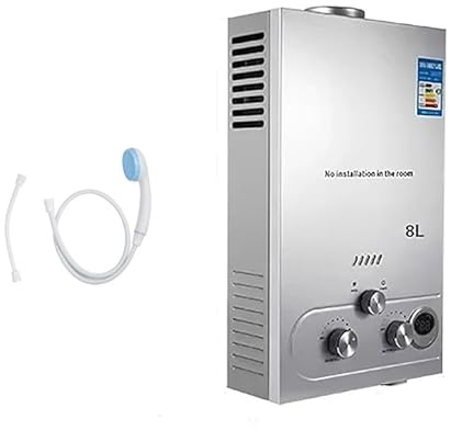 Scaldacqua a gas propano GPL,6L/8L, scaldabagno istantaneo a gas, con modalità inverno ed estate, 16 kW 2800 Pa, scaldabagno senza serbatoio con kit doccia, protezione contro il surriscaldamento (8L)