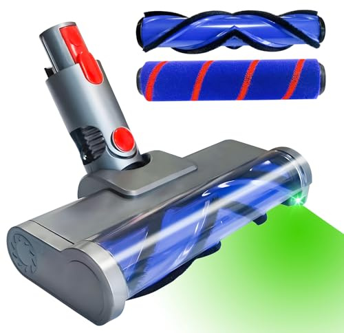 Vacuum Head for Dyson V7 V8 V10 V11 V15 Cordless | Anti-Tangle Motorhead with LED Light | Quick-Release Vacuum Cleaner Head Attachments for Hard Floors & Carpets-2 Roller Brush