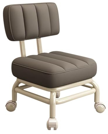 Taburete rodante con respaldo, soporte ergonómico para trabajos de salón, pedicura y cambio de zapatos