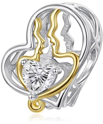 ZUOHUI Breloque en forme de cœur en argent sterling S925 - Cadeau de Saint-Valentin for elle, for la création de bijoux DIY, compatible avec les bracelets Pandora (trou de 4,5 mm)