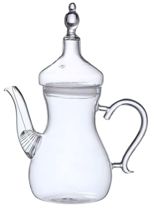 QUXVUIS Teiera in vetro trasparente resistente al calore con coperchio, grande capacità, per incontri di tè, realizzata in vetro borosilicato arabo ad alto contenuto di borosilicato, 1000 ml
