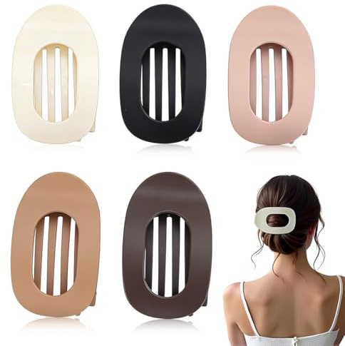 JRYXDS Pack de 5 pinces à cheveux pour femmes, pinces à cheveux françaises, pinces à cheveux à dents intérieures plates à maintien sécurisé, pinces à cheveux latérales à forte tenue