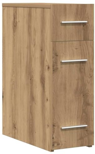 Yamxder Apothekerschrank Eiche 60 cm hoch Modernes Sideboard mit 3 Schubladen aus robustem Holzwerkstoff für Esszimmer Wohnzimmer Flur