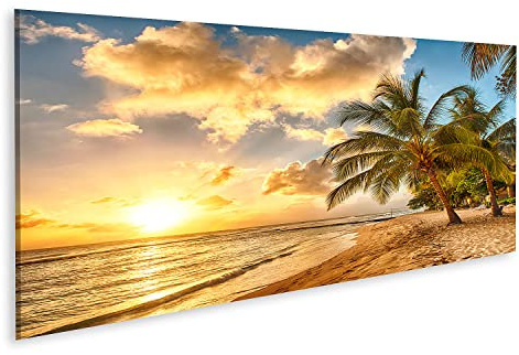 islandburner Bild auf Leinwand Schöner Sonnenuntergang Über Dem Meer Mit Blick Auf Palmen Barbados Karibik Bilder Wandbilder Poster
