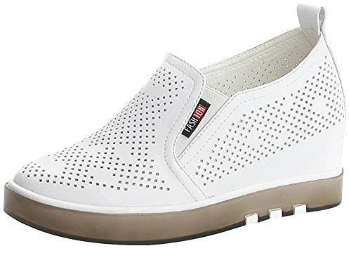 ANUFER Femmes Talon Compensé Moyen Baskets Respirant Évidé Glisser sur Chaussures de Sport