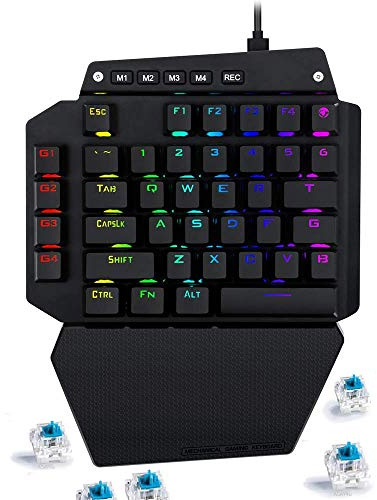 USonline911 Advanced K-700 Mechanical Gaming Keyboard, 44 Keys, Blue Switches, RGB Backlit, Onboard Macro Keys, One Handed Keyboard, Gaming Keypad, Small Gaming Keyboard