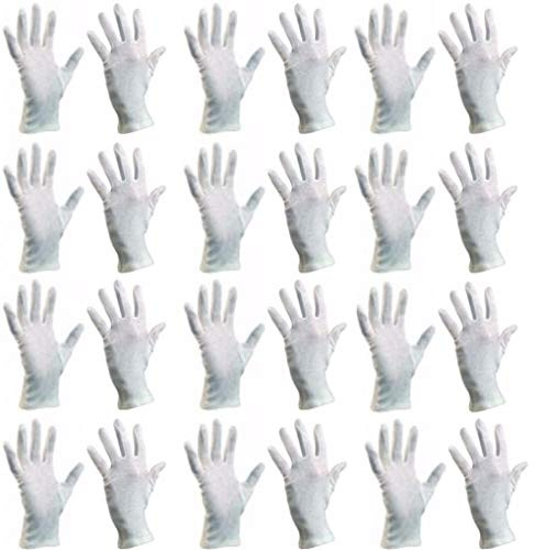 Baumwollhandschuhe (24 Stück) Schutzhandschuhe, Baumwolle Handschuhe, Stoffhandschuhe, Cotton Gloves, Arbeitshandschuhe, Sporthandschuhe | Damen Herren Kinder | Größen XS, S, M, L, XL, XXL (6/XS)