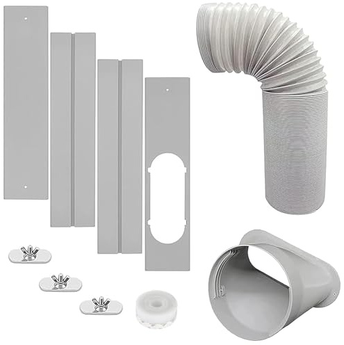 Kit de ventilación portátil de ventana de CA con manguera de 5 pulgadas, kit de sellado de ventana para aire acondicionado portátil, placa ajustable para unidad de CA, sello de ventana de CA adecuado