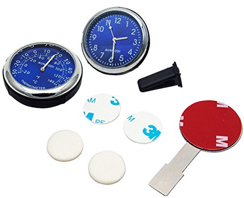 Baceyong 2x horloge moniteur numérique Clip lumineux/thermomètre à coller multicolore universel, horloge à quartz de voiture + thermomètre