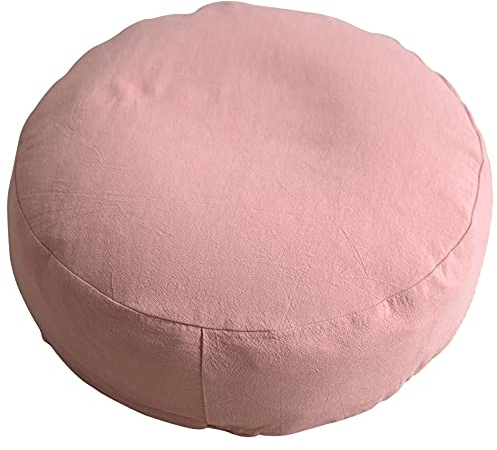 ZZZYZ Meditationskissen Runde Baumwollleinen Sitzkissen Super Soft Epp-partikel Meditationskissen Atmungsaktiv Tatami Yogakissen Für Yoga Balkon-Rosa 40cm(16inch)