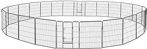 Petigi Welpenauslauf, Freilaufgehege aus pulverbeschichtetem Stahl, zusammenklappbar, Maschenweite 47 mm, inklusive Befestigung zur Verwendung im Garten, Größe (B x H):80 x 100 cm (24x)