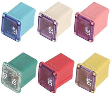 Gebildet 6 pezzi 12V-24V Fusibili Assortiti a Forma di Scatola Jcase a Basso Profilo Automobilistico per Camion, Auto e SUV, Barche (20A/25A/30A/40A/50A/60A, 1 pezzo Ciascuno)