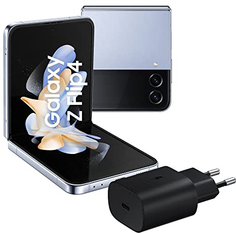 SAMSUNG Galaxy Z Flip4 Smartphone 5G, Caricatore incluso, Sim Free Android Telefono Pieghevole 512GB, Display Display Dynamic AMOLED 2X 6.7”/Super AMOLED 1.9”1,2 Light Blue 2022 [Versione Italiana]