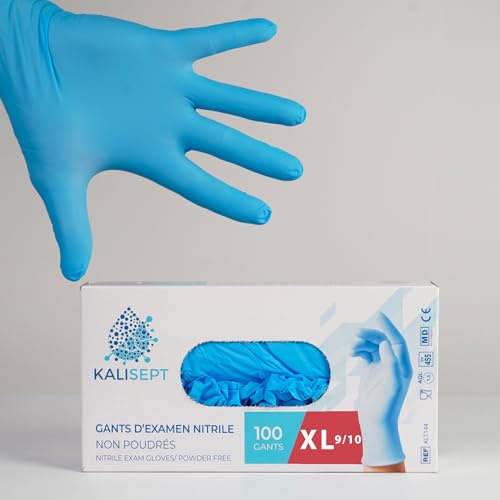 KALISEPT INTCO – Caja de 100 – Guantes de nitrilo médicos e industriales, estándares en vigor (sin polvo)