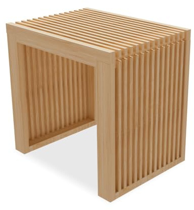 APRTAT Bamboo Dining Bench Indoor Small Bench Entryway Shoe Rack Bench,Outdoor Modern Wood Benches 17 Inch for Living Room Hallway Bedroom Bathroom Nature Small